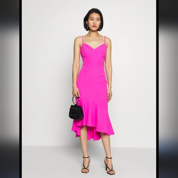 Bardot Lisandra Midi Dress In Shock Pink - Picture 1 of 4
